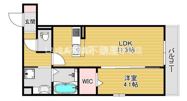 タカゼン文の里(1LDK/1階)の間取り写真