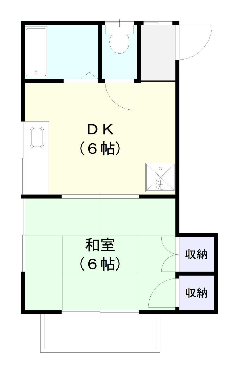 DK中沢ニュータウンハイツ(1DK/1階)の間取り写真