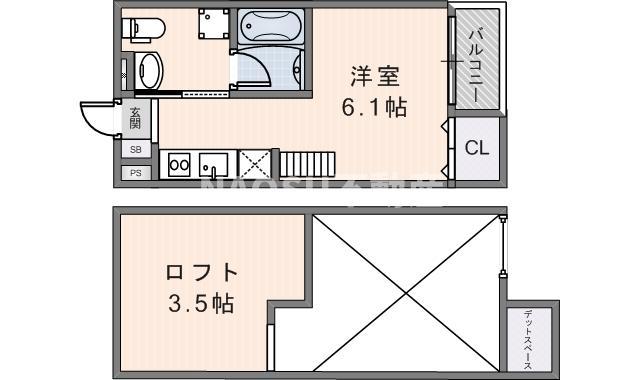 Y&Mアルタイル花園本町(ワンルーム/2階)の間取り写真