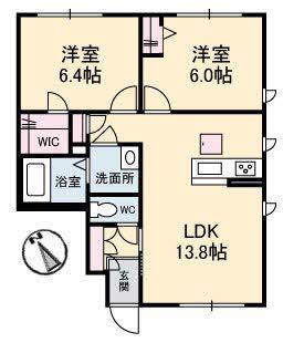 シャーメゾンガーデンズK C棟(2LDK/1階)の間取り写真