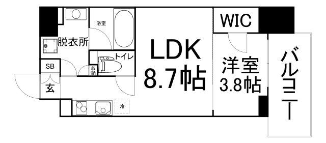 エル・セレーノ天満橋(1LDK/3階)の間取り写真