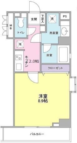 ユーキメゾン一番町(1K/2階)の間取り写真