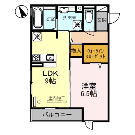 プリムローズ・佳音(1LDK/3階)の間取り写真