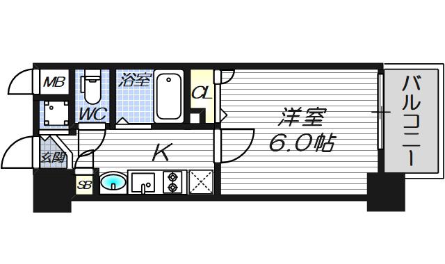 エスライズ・梅田東(1K/6階)の間取り写真