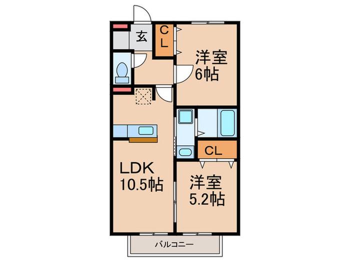 DROOM京命(2LDK/3階)の間取り写真