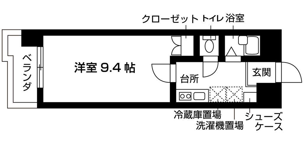 カルチェ千歳烏山(1K/2階)の間取り写真