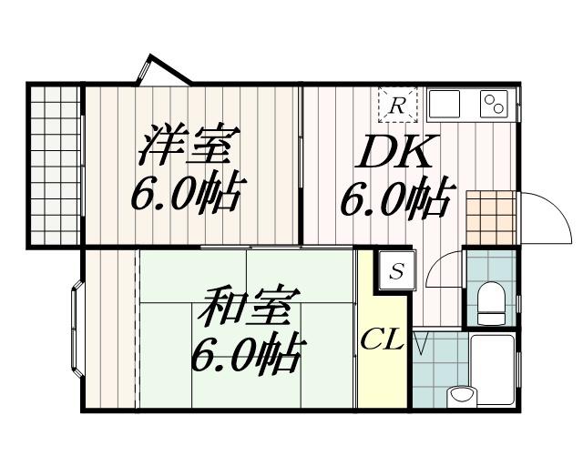 フローラルA(2DK/2階)の間取り写真