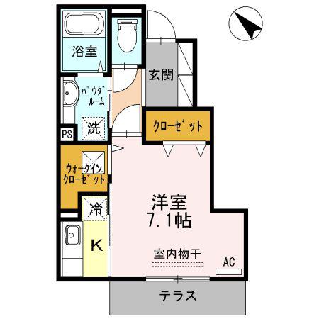 飯島コーポ(1K/1階)の間取り写真