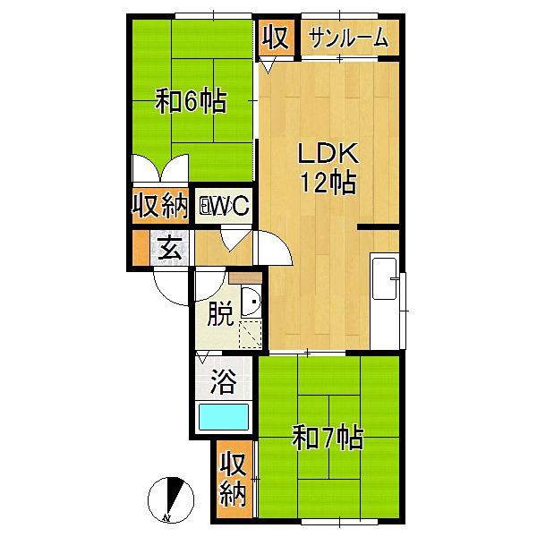 メイユール セルシオ(2LDK/2階)の間取り写真