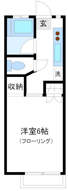 ハイネス横井(1K/1階)の間取り写真