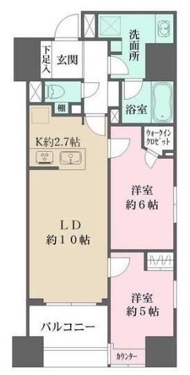 ALTERNA日本橋(2LDK/4階)の間取り写真