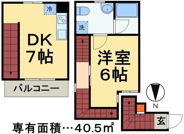 キングハウス東小岩(1DK/2階)の間取り写真