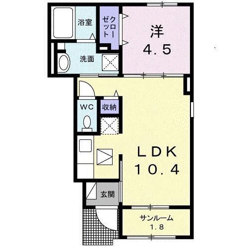 ロメイン II(1LDK/1階)の間取り写真
