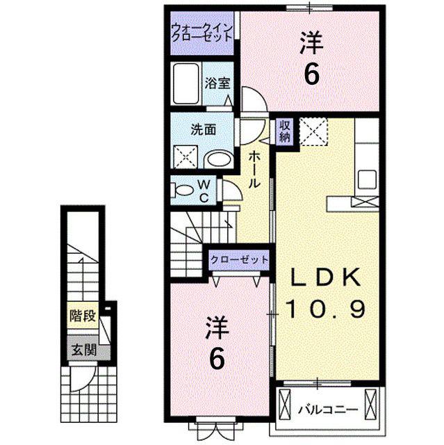 デリス シャルマン(2LDK/2階)の間取り写真