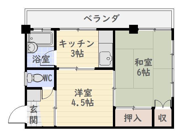 佐多マンション(2K/4階)の間取り写真
