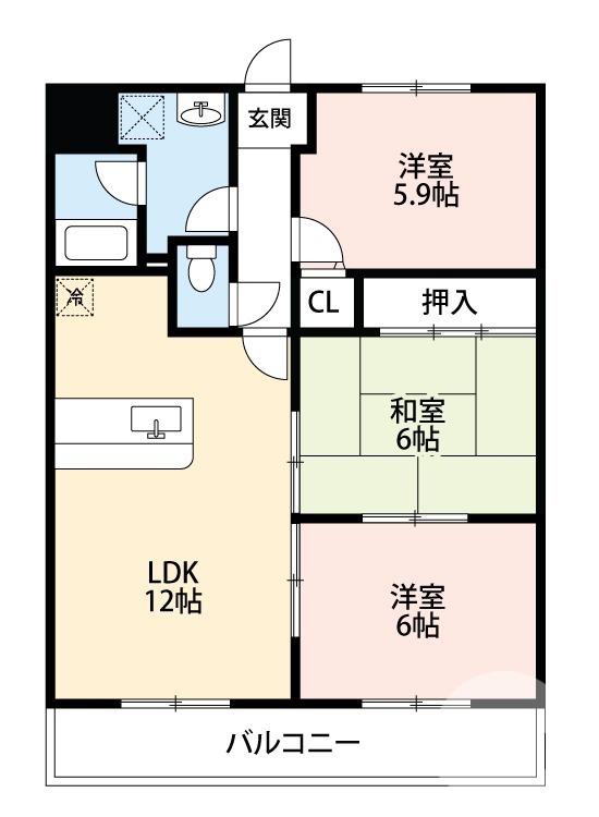 エントピア福泉(3LDK/2階)の間取り写真