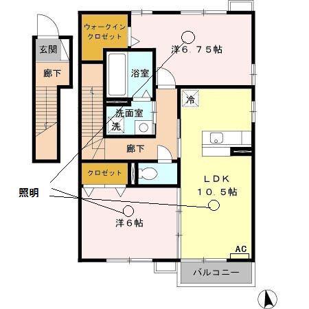 イースト COURT(2LDK/2階)の間取り写真
