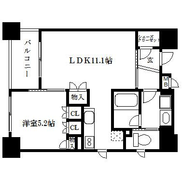 リヴァーク四条烏丸(1LDK/5階)の間取り写真