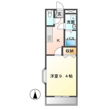 グレイスピアII(1K/1階)の間取り写真