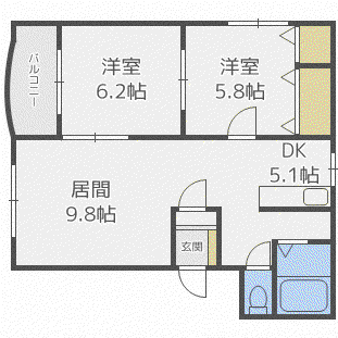ドエルセルシオ(2LDK/2階)の間取り写真