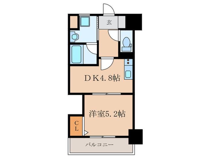 THE SQUARE PLATINAM RESIDENCE(1DK/2階)の間取り写真