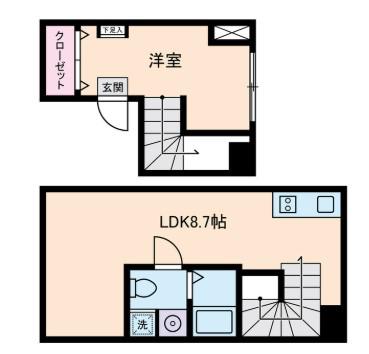 アムス早稲田(1LDK/1階)の間取り写真