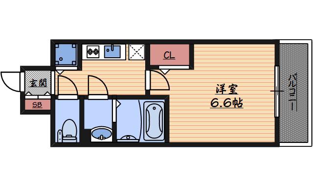 エスリードレジデンス大阪福島イースト(1K/10階)の間取り写真