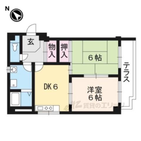 コート双ヶ丘(2DK/1階)の間取り写真