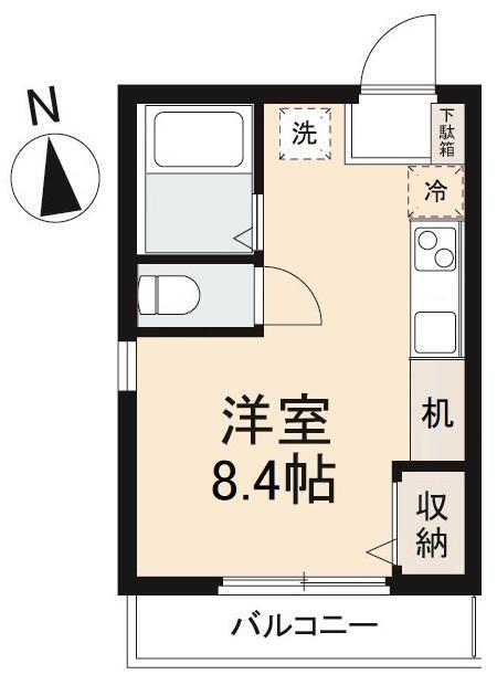 こぐまマンション多賀町(ワンルーム/2階)の間取り写真