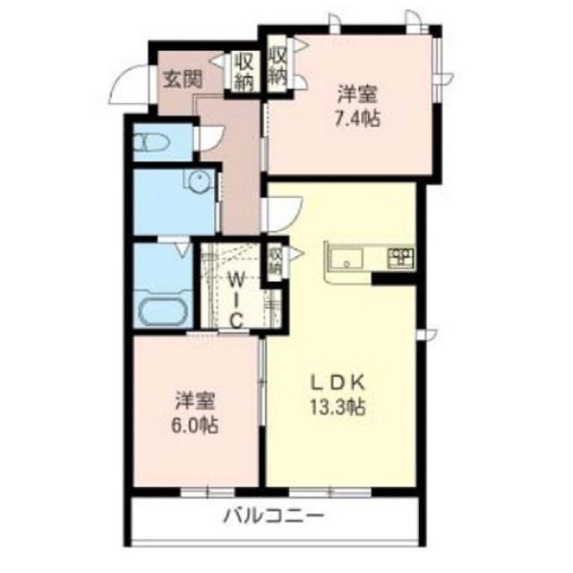 カトレアコートA棟(2LDK/3階)の間取り写真