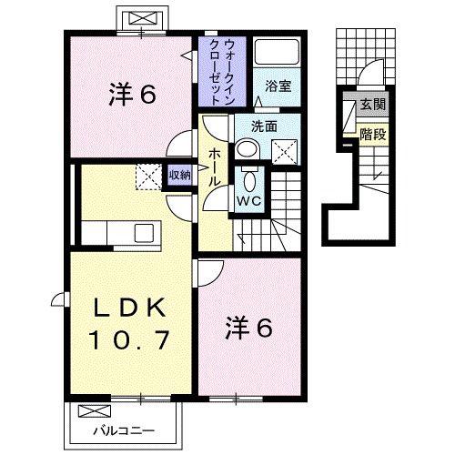 ルミエールコートI(2LDK/2階)の間取り写真