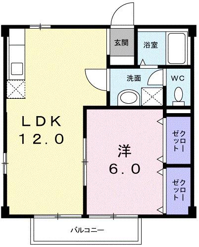 カーサクアトロ(1LDK/1階)の間取り写真