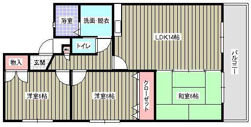 エル・スール小原川II番館(3LDK/2階)の間取り写真