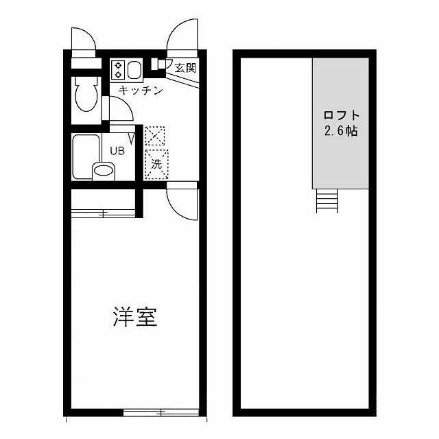 メインシティガーデン壱番館(1K/2階)の間取り写真