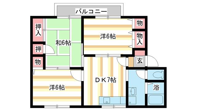 ガイアーヒルズ I(3DK/1階)の間取り写真