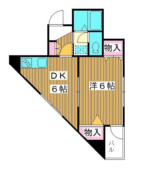 シオン中田(1DK/3階)の間取り写真