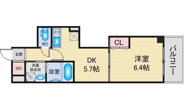 エステムプラザ名古屋駅前プライムタワー(1DK/9階)の間取り写真
