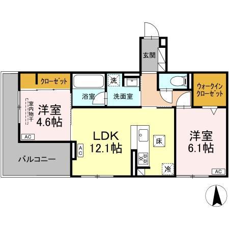 D-CRINUM川島田(2LDK/1階)の間取り写真