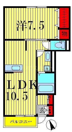 ボヌール新松戸A棟(1LDK/1階)の間取り写真