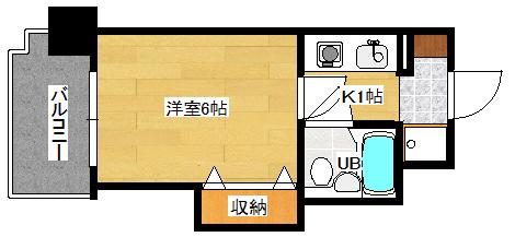 ダイアパレス比治山公園(1K/9階)の間取り写真