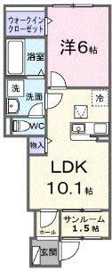 西深津町1丁目アパート(1LDK/1階)の間取り写真