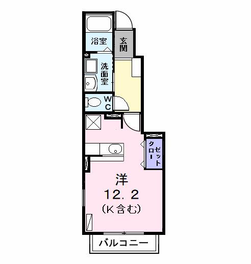 フラン大治(ワンルーム/1階)の間取り写真
