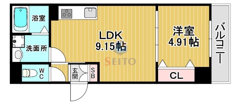 JOYFUL・HOUSE 豊中(1LDK/1階)の間取り写真