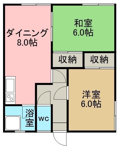 サイトウハイツ1(2DK/1階)の間取り写真