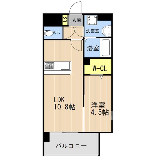 LIBTH安里(1LDK/10階)の間取り写真