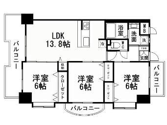 サンシャインプリンセス五番街(3LDK/14階)の間取り写真