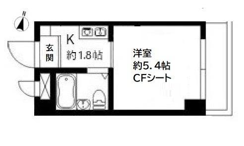 カレッジハイツ稲毛(1K/2階)の間取り写真