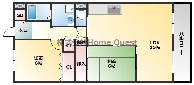 フローラ青山(2LDK/6階)の間取り写真