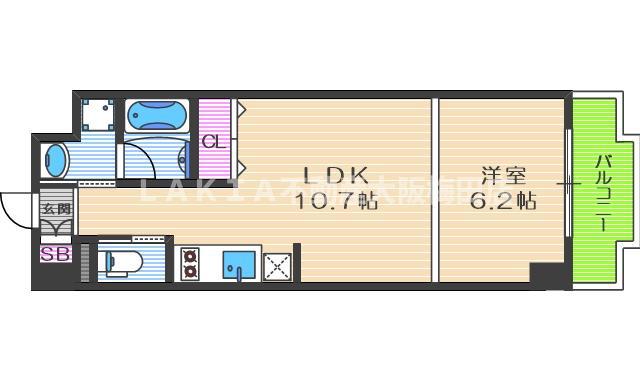 クリスタルブライト天満橋・リバーサイド(1LDK/2階)の間取り写真