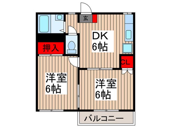栄ハイツ(2DK/1階)の間取り写真